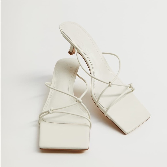 NWOT Mango Knots Heel Sandals in White - Picture 1 of 8